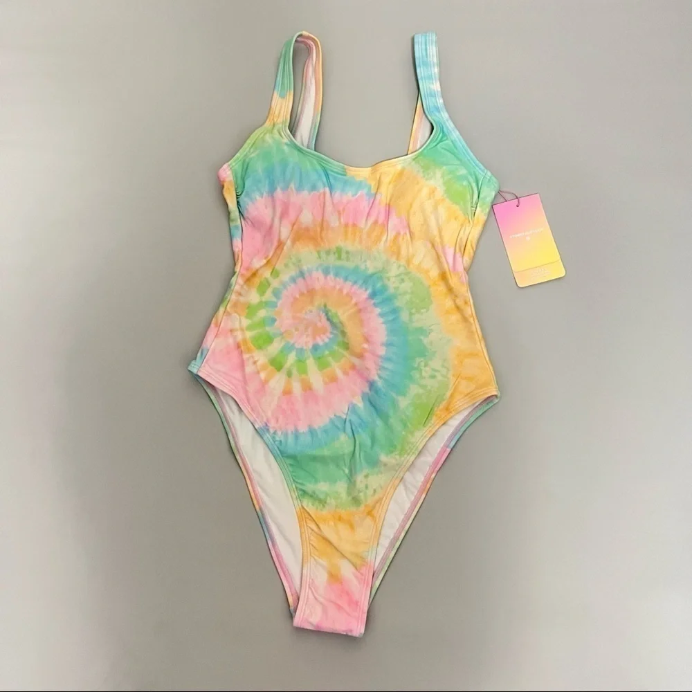 STONEY Clover Lane X Target Tie Dye Cheeky High Leg One Piece Swim Suit XXS - Picture 3 of 12